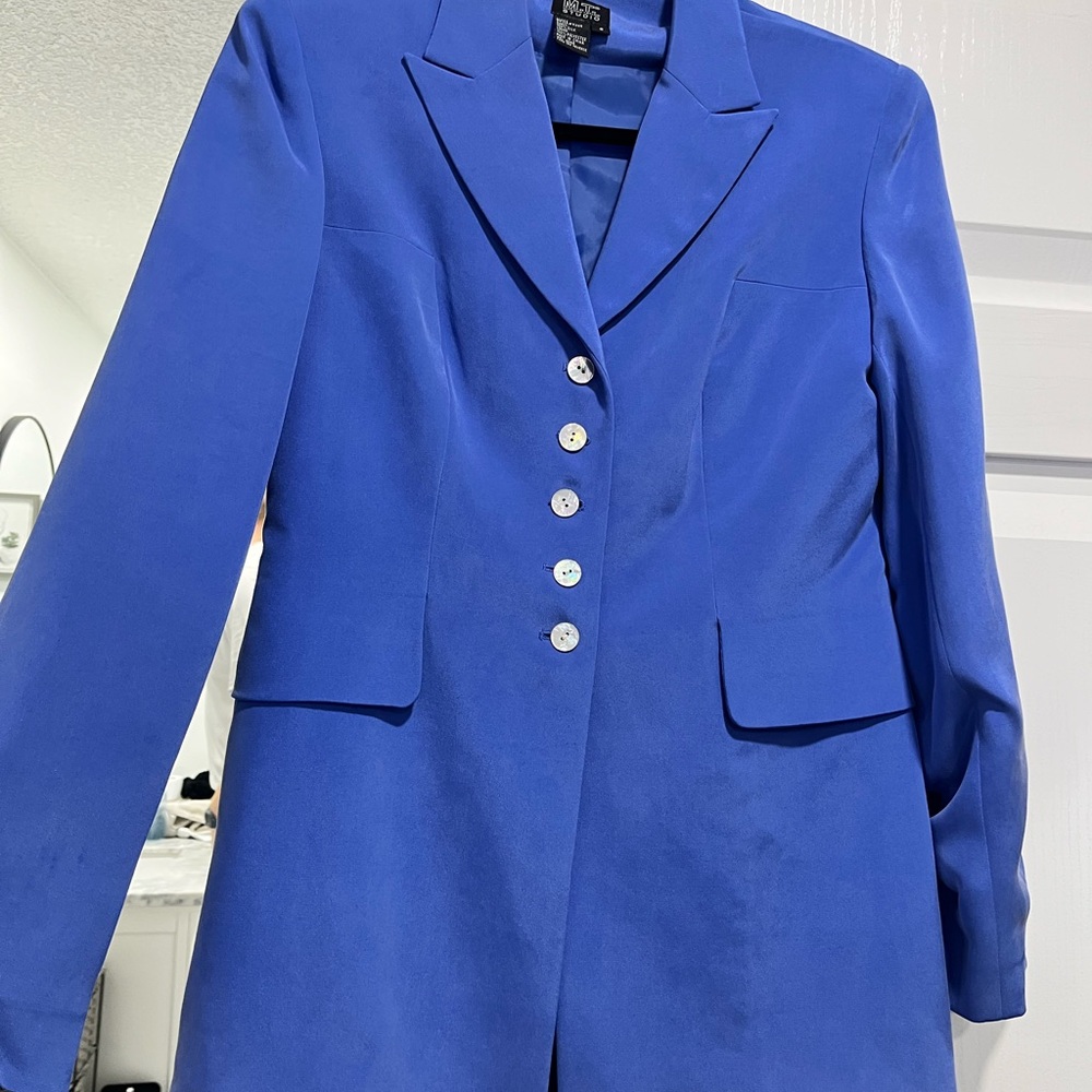 VTG Morgan Taylor Studio 100% Silk 2-Piece Skirt Suit Set - Cobalt Blue